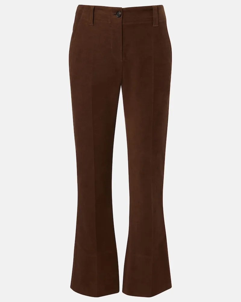 Brunello Cucinelli Pantaloni cropped flared in cotone Marrone
