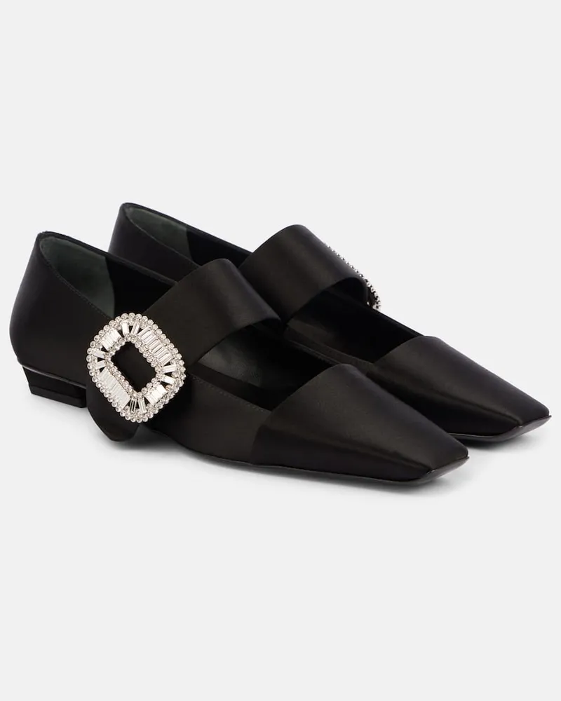 Roger Vivier Ballerine Belle Vivier in raso con cristalli Nero