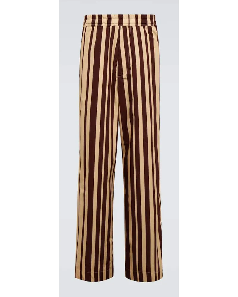 Dries van Noten Pantaloni in cotone a gamba larga Multicolore