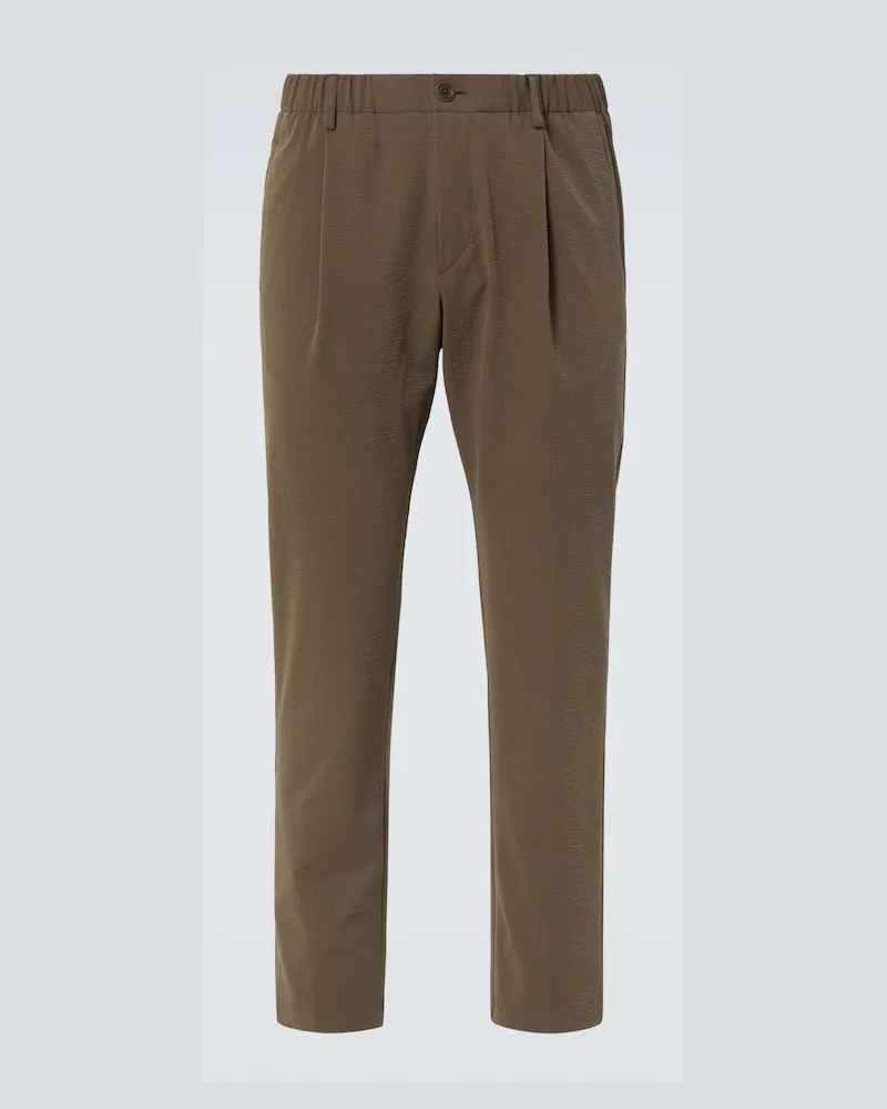Herno Pantaloni regular in seersucker Verde