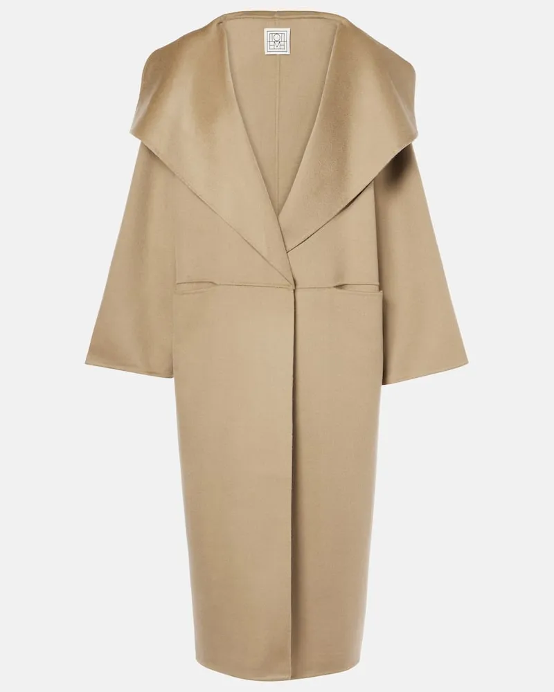Totême Cappotto Signature in lana e cashmere Beige