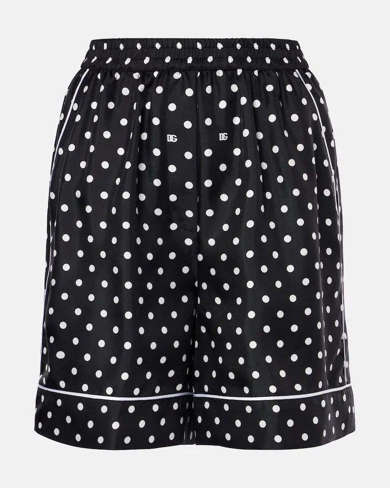Dolce & Gabbana Shorts in twill di seta a pois Nero