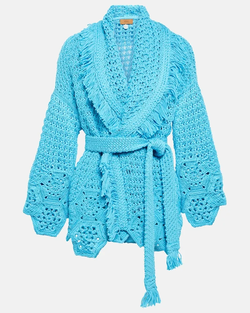 Alanui Cardigan in maglia a coste Blu