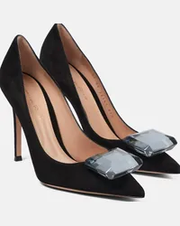 Gianvito Rossi Pumps Jaipur 105 in suede con cristalli Nero