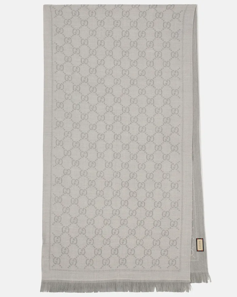 Gucci Sciarpa in jacquard GG di lana Bianco