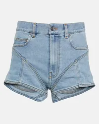 Thierry Mugler Shorts di jeans a vita alta Blu