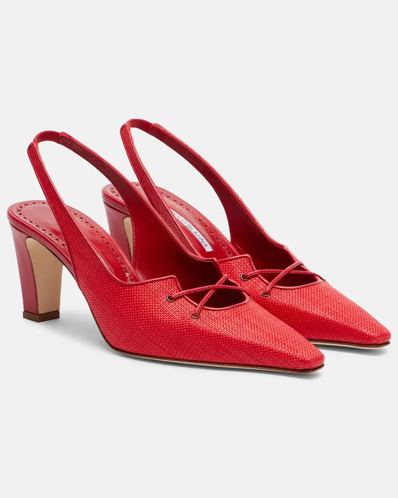 Manolo Blahnik Pumps slingback Montbalo in rafia Rosso