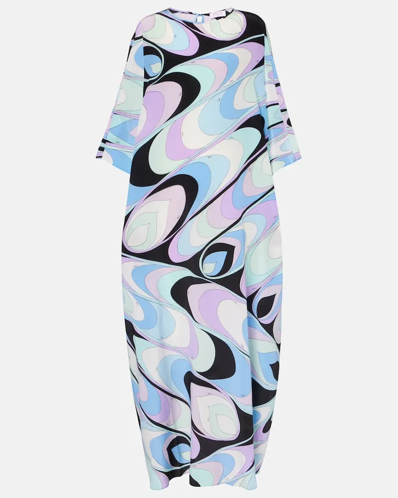 Emilio Pucci Caftano Iride in seta crÃªpe de chine Blu