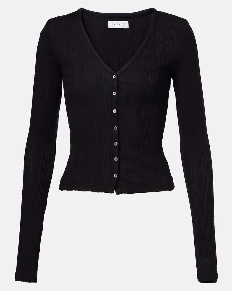 Velvet Cardigan Drew in misto cotone Nero
