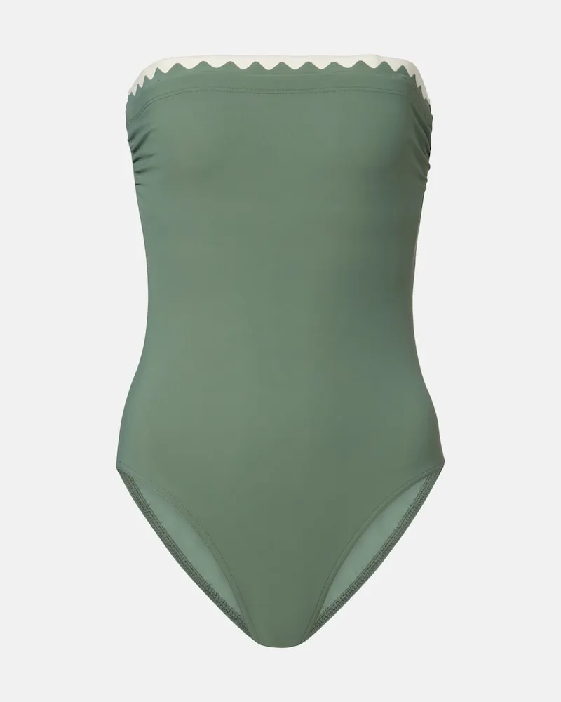 Karla Colletto Costume intero Lia a fascia smerlato Verde