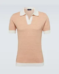 Thom Sweeney Polo in maglia di cotone e lino Arancione