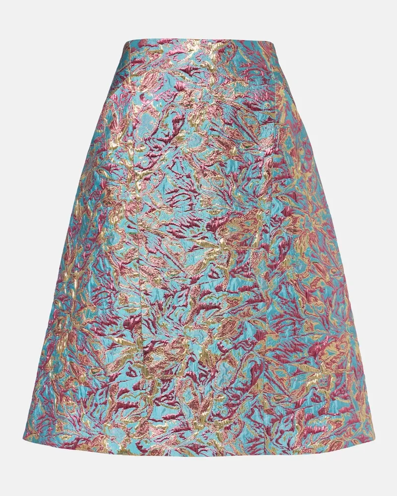 Dries van Noten Gonna midi in broccato Turchese
