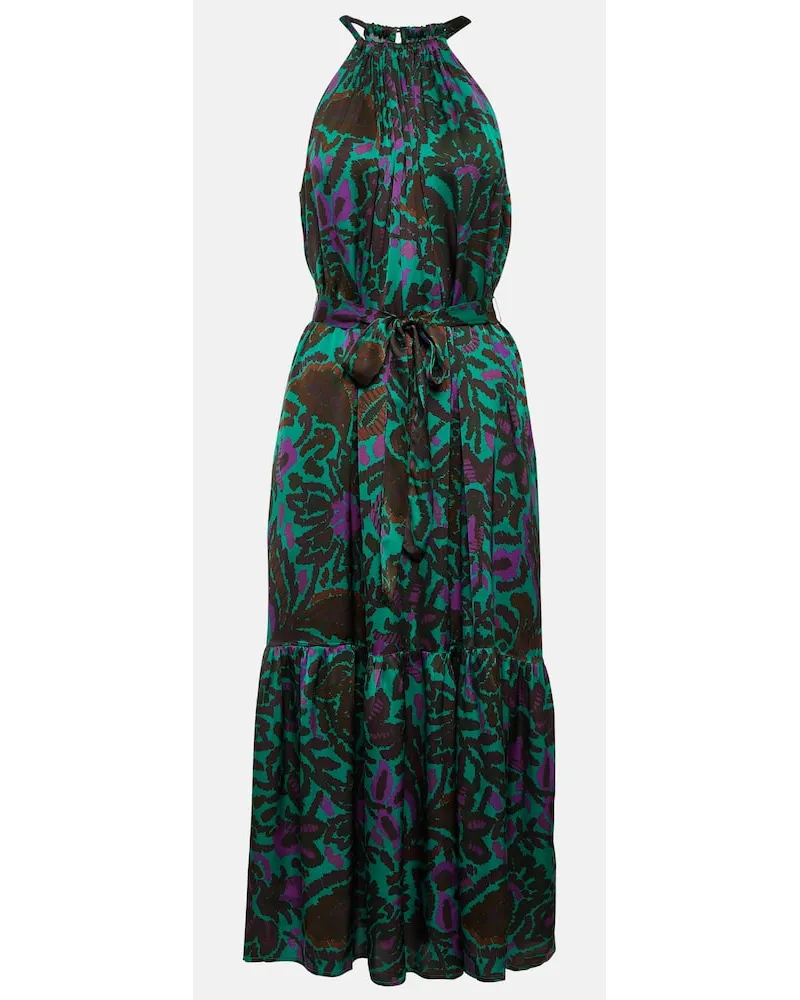 Velvet Abito midi Kareese in raso con stampa Multicolore