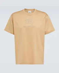 Burberry T-shirt in jersey di cotone con ricamo Beige