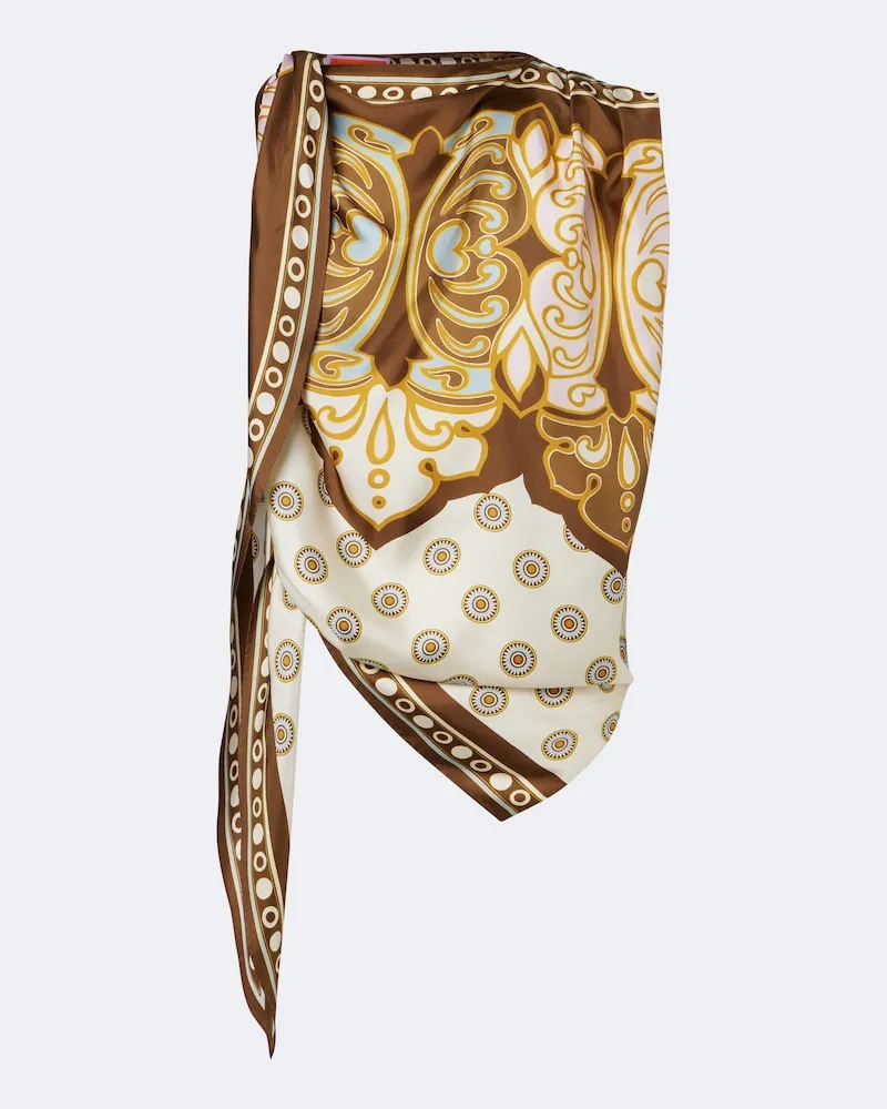 La DoubleJ Top Full-On in twill di seta con stampa Multicolore