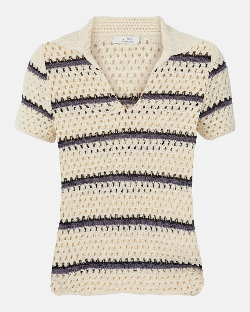Vince Polo in pointelle a righe Beige