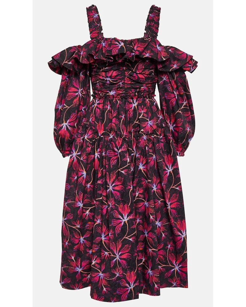 Ulla Johnson Abito midi Caprice in popeline di cotone Viola