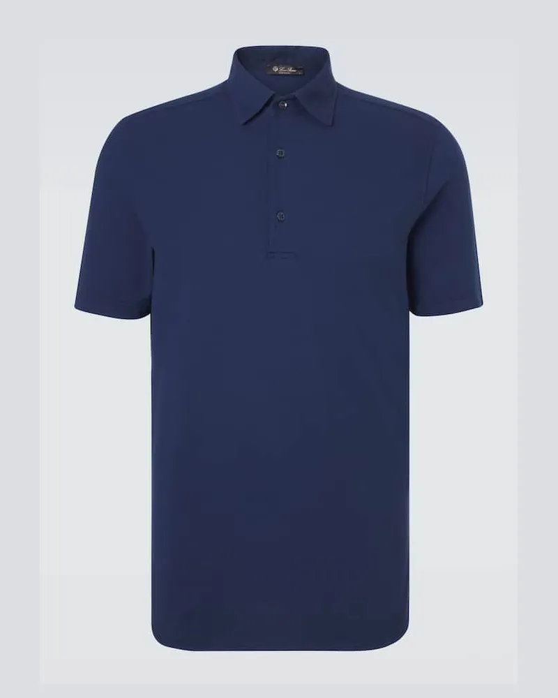 Loro Piana Polo Brenna in cotone piquÃ Blu