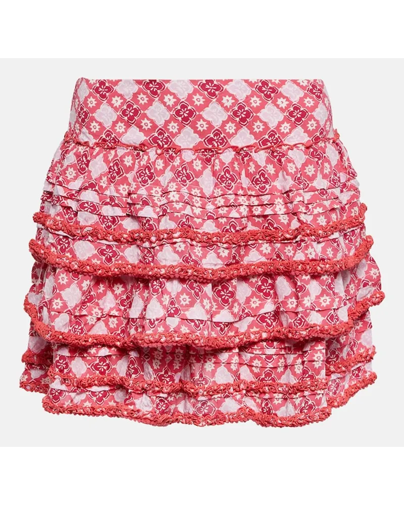 Poupette St Barth Minigonna Bibi con stampa e balze Rosa