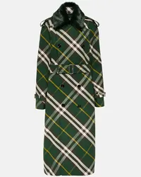 Burberry Trench doppiopetto in cotone con stampa Verde