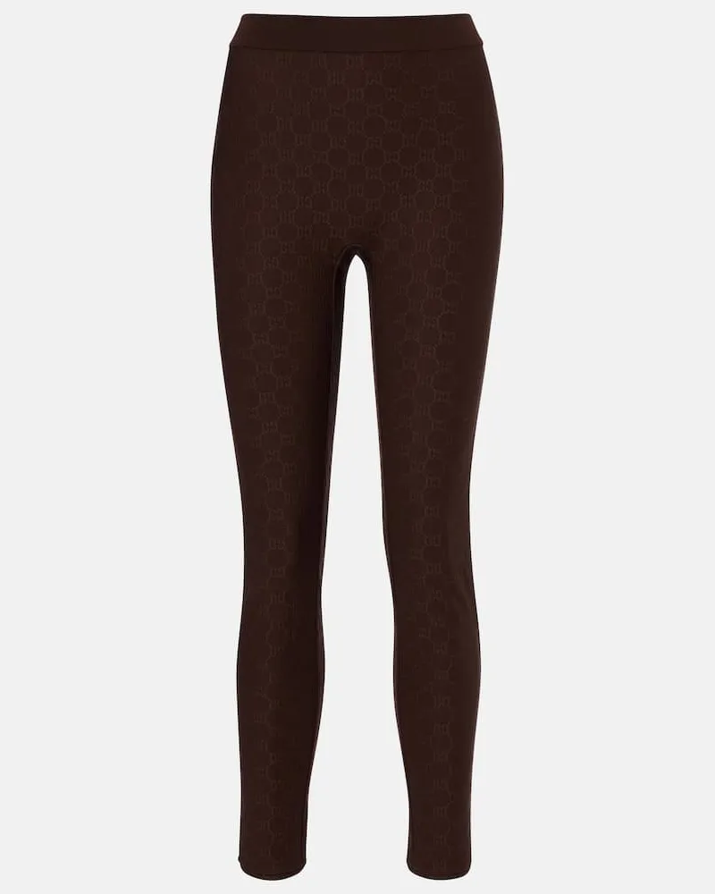 Gucci Leggings in jacquard di jersey GG Marrone