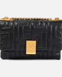 Balmain Borsa a spalla 1945 Small in pelle stampata Nero