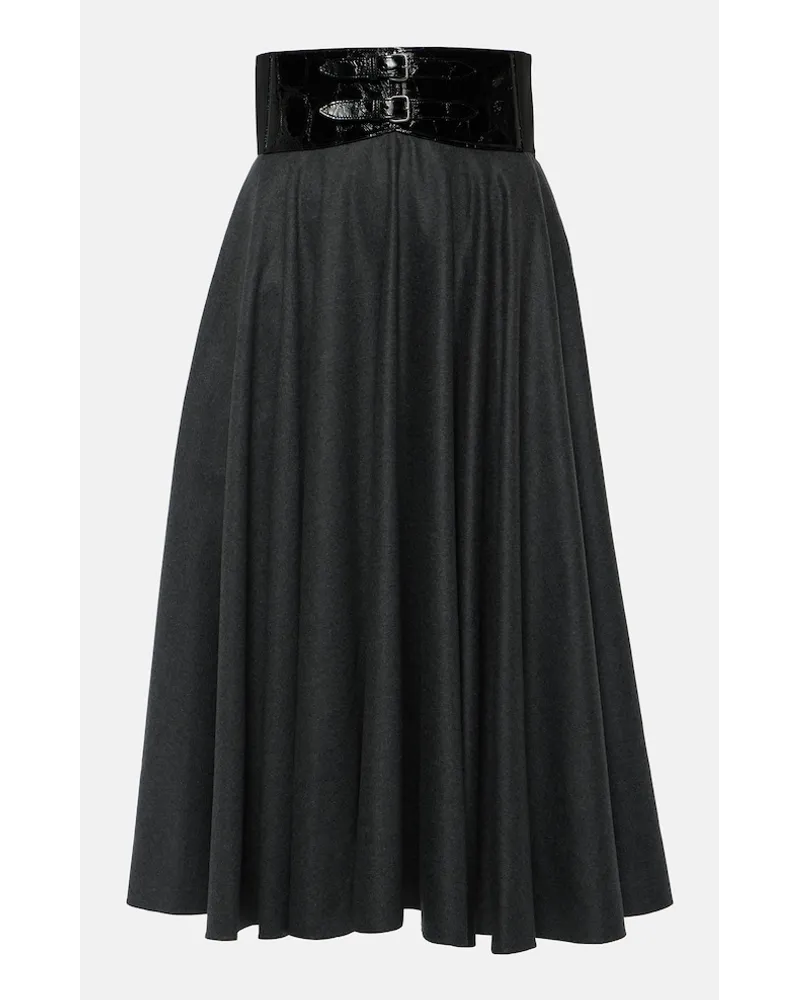 Alaïa AlaÃ¯a Gonna midi a vita alta in lana vergine Grigio