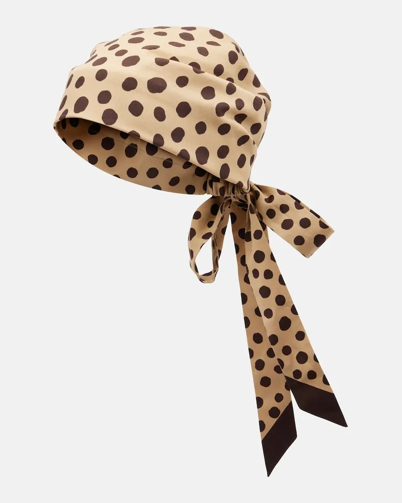 Valentino Garavani Fascia per capelli in cotone e seta a pois Beige