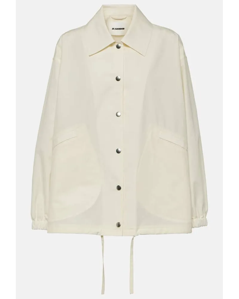 Jil Sander Giacca camicia in cotone con logo Beige
