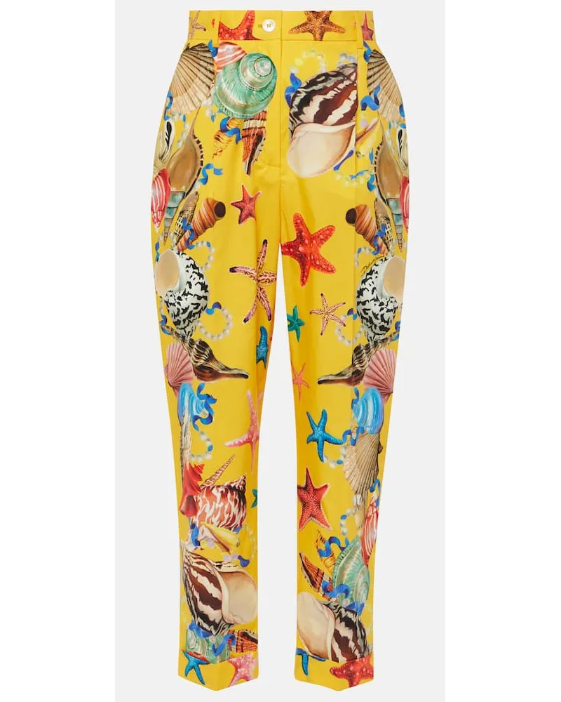 Dolce & Gabbana Pantaloni tapered Capri in cotone Giallo
