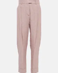 Brunello Cucinelli Pantaloni in lino a gamba larga Rosa