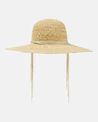 Maison Michel Cappello Blanche in rafia Beige