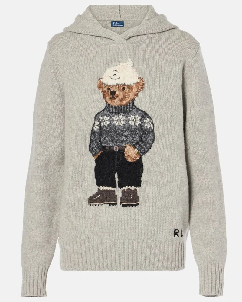 Ralph Lauren Pullover Polo Bear in lana e cashmere con cappuccio Grigio