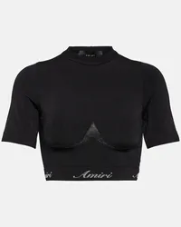 Amiri T-shirt cropped con logo Nero