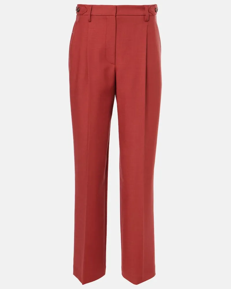 Brunello Cucinelli Pantaloni regular in twill di lana vergine Rosso