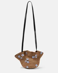 AGUA BENDITA Borsa a spalla in rafia Beige