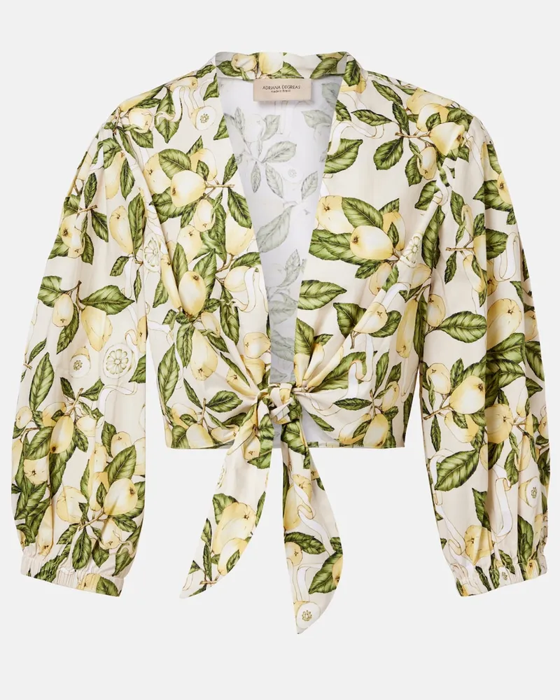 Adriana Degreas Crop top in misto cotone con stampa Beige