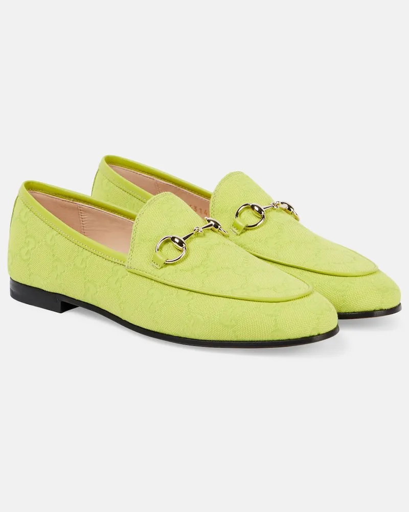 Gucci Mocassini Gucci Jordaan in canvas GG Verde