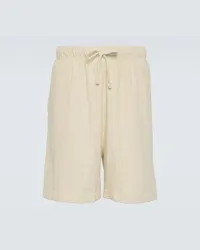 Burberry Shorts in cotone con logo Beige