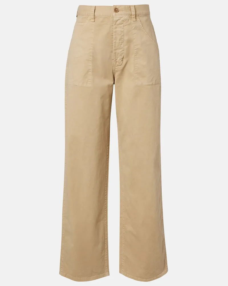 Nili Lotan Pantaloni Whitney a gamba larga in cotone Beige