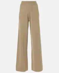 Max Mara Pantaloni a gamba larga in lana vergine Beige