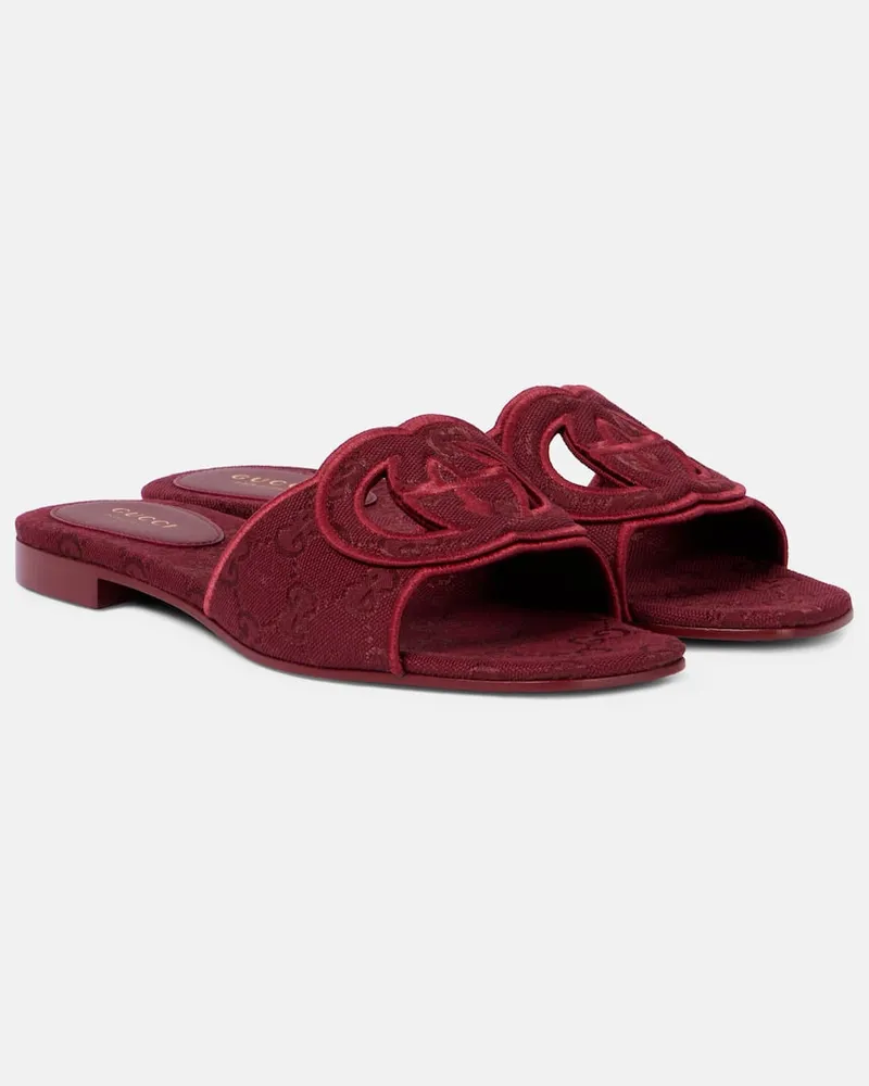 Gucci Sandali Interlocking G GG in canvas Borgogna