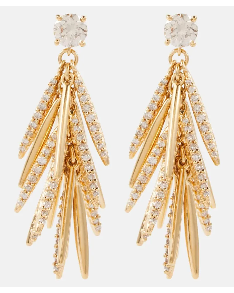 Ileana Makri Orecchini Grass Sunshine Drop in oro giallo 18kt con diamanti Oro