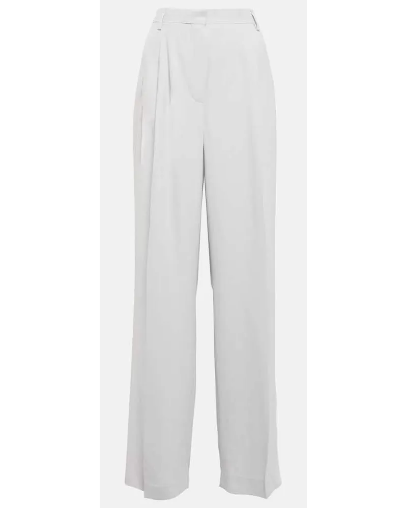 Dries van Noten Pantaloni a gamba larga con pieghe Grigio