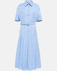 Gucci Abito midi in popeline di cotone Blu