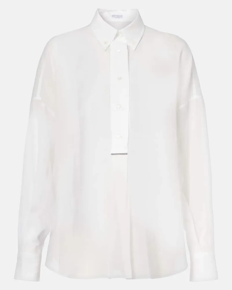 Brunello Cucinelli Camicia Oxford in cotone Bianco