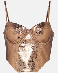 ROTATE Birger Christensen Bustier in similpelle metallizzata Marrone