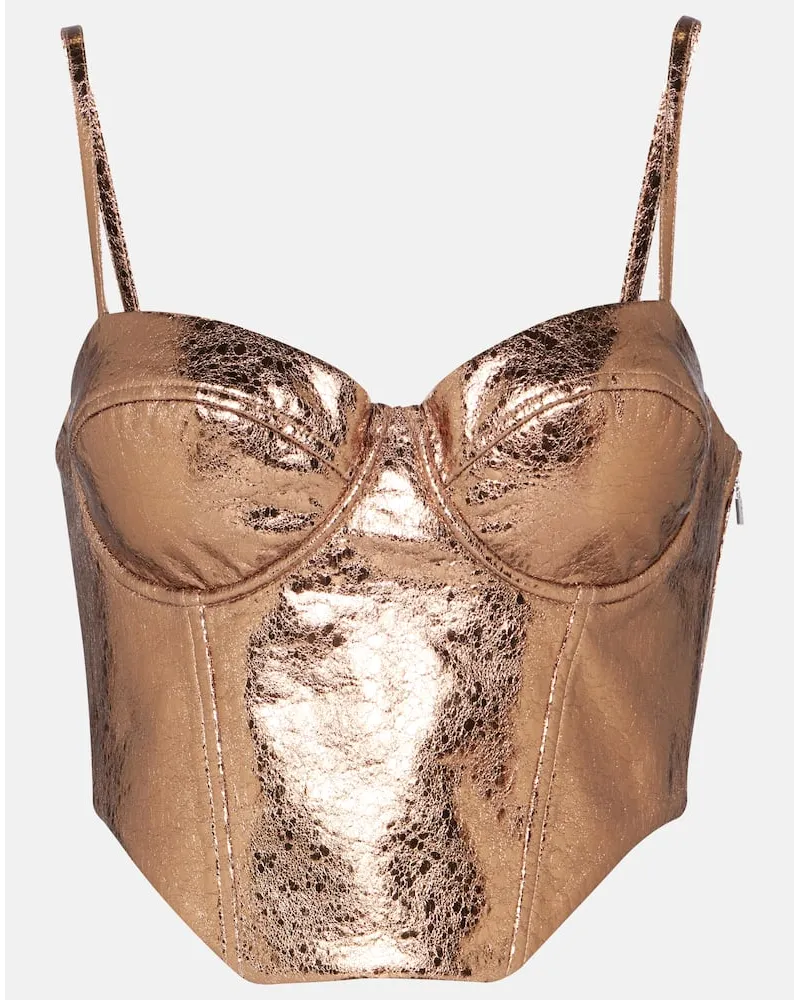 ROTATE Birger Christensen Bustier in similpelle metallizzata Marrone