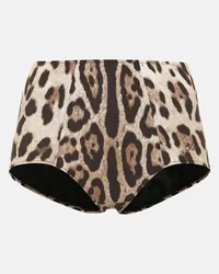 Dolce & Gabbana Slip bikini con stampa leopardata Marrone