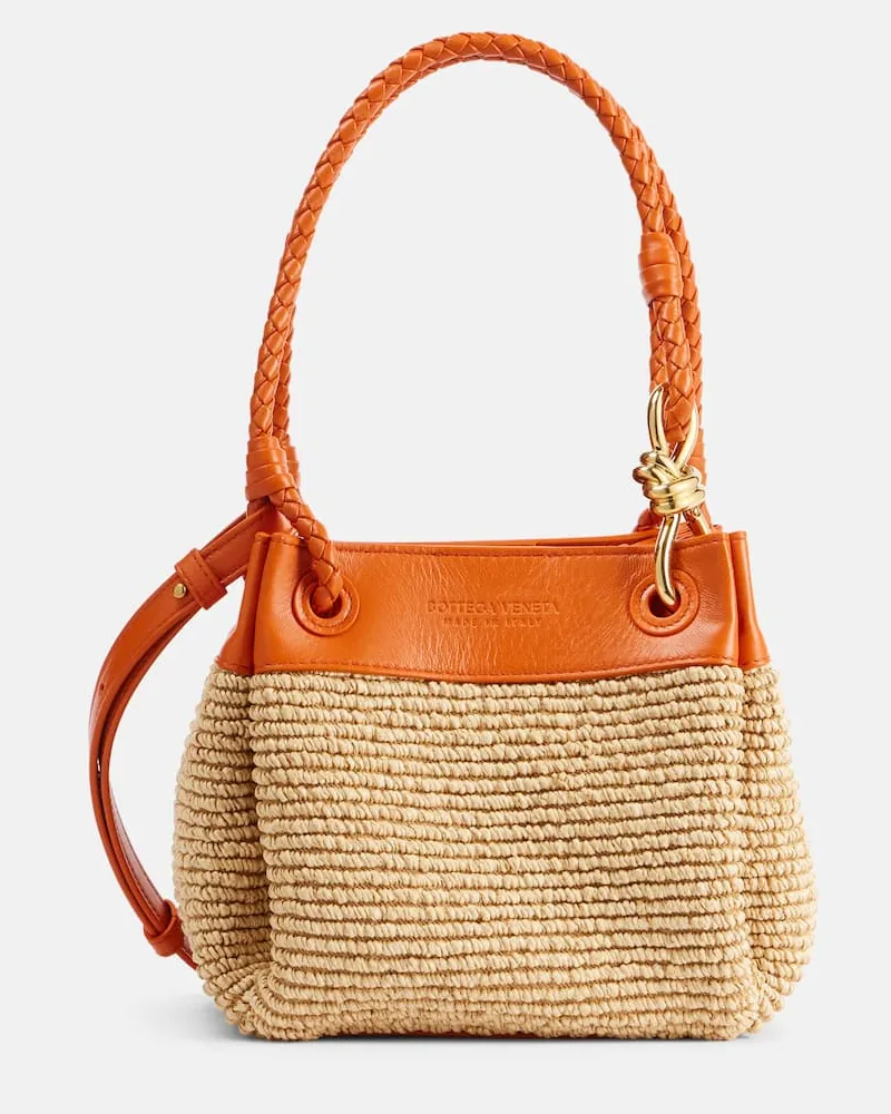 Bottega Veneta Borsa a spalla Parachute Small in rafia Beige